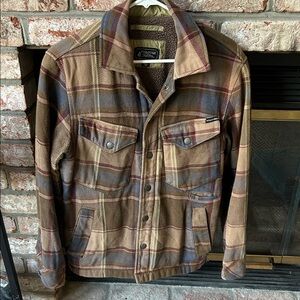 Volcom Brown Plaid Fleeced Lined‎ Jacket Mens Size Small